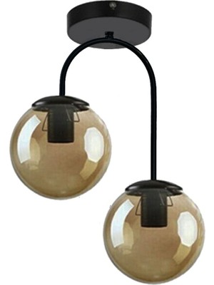 Şık Siyah Modern Plafonyer, Füme Cam, Salon, Mutfak, Yatak Odası Için 2'li Set