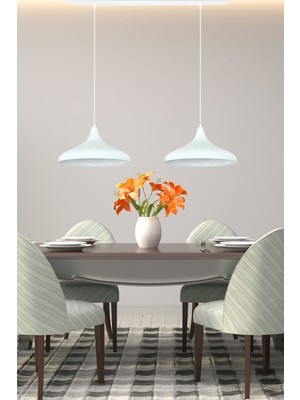 Ikili Beyaz Sarkıt Lamba, Oturma Odası ve Mutfak Için Şık Aydınlatma