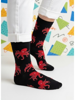 Baff Ahtapot Desenli Çorap