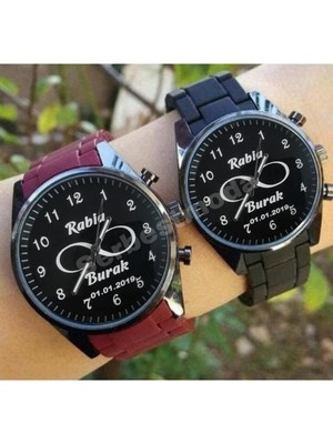 Çift Sevgili Saatleri Hediye Seti Kişiye Özel Isim Yazılı Baskılı Erkek Bayan Saat Kombini Sevgiliye Hediye Doğum Günü Hediyesi
