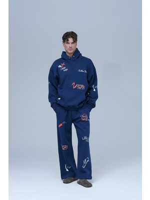 Saw Urbanity Street Script Oversize Eşofman Takımı Erkek Lacivert