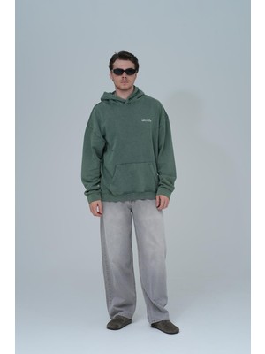Saw Urbanity Washed Peace Oversize Sweatshirt Erkek Yeşil