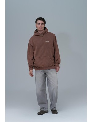 Saw Urbanity Washed Peace Oversize Sweatshirt Erkek Kahverengi