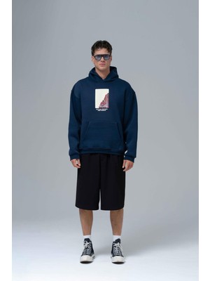 Saw Urbanity Not All Wounds Are Visible Oversize Sweatshirt Erkek Indigo
