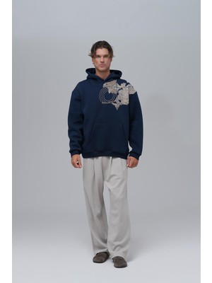 Saw Urbanity Realistic Oversize Sweatshirt Erkek Indigo
