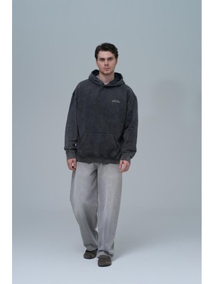 Saw Urbanity Washed Peace Oversize Sweatshirt Erkek Siyah