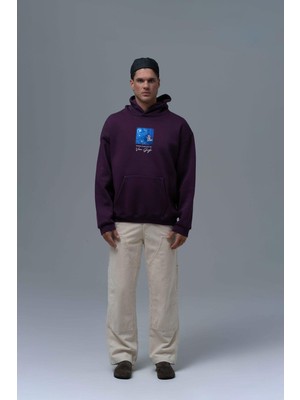 Saw Urbanity Shining Stars Oversize Sweatshirt Erkek Mor