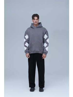Saw Urbanity Heritage Geometry Oversize Sweatshirt Erkek Füme