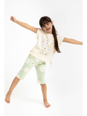 Rolypoly Kız Çocuk Beyaz Kapri Takımı