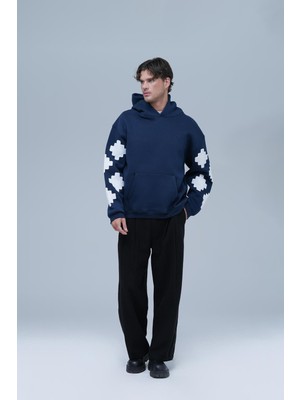 Saw Urbanity Heritage Geometry Oversize Sweatshirt Erkek Indigo