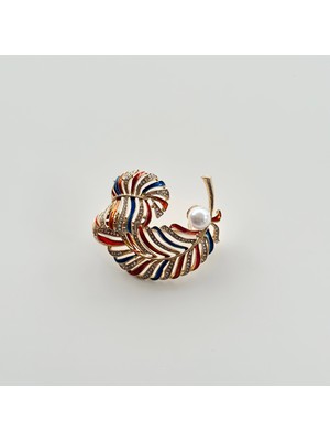 Vesce Atelier Inci Detaylı Kristal Taşlı Tüy Broş