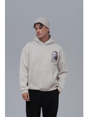 Saw Urbanity Mona Lisa Shooting Star Oversize Sweatshirt Erkek Stone