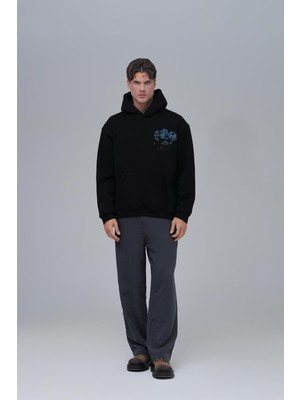 Saw Urbanity Mosaic Portrait Oversize Sweatshirt Erkek Siyah