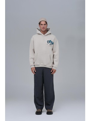 Saw Urbanity Mosaic Portrait Oversize Sweatshirt Erkek Stone