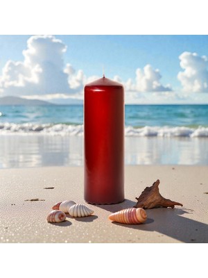 Kuzey Oyuncak Vıp Yüksek Kalite 12 cm Kırmızı Kalın Silindir Mum Parlak Metalik Kırmızı Mum Kırmızı Silindir Mum