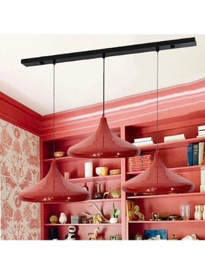 Üçlü Kırmızı Sarkıt Lamba, Yemek Odası, Oturma Odası, Mutfak, Salon, Showroom