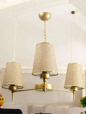 Modern 3'lü Eskitme Metal Abajur Seti, Şapkalı Konik Tasarım