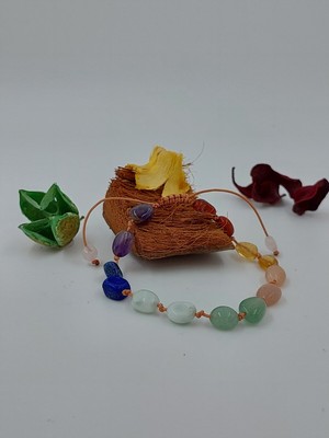 UltraMint Doğal Çakra Bileklik Seti, Yeşil Aventurin, Sitrin, Akuamarin, Lapis, Ametist ve Pembe Kuvars ile El Yapımı