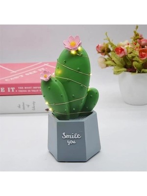 LED Işıklı Kaktüs Biblo Ev Dekorasyon ve Hediyelik Eşya LED Aydınlatma