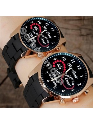 Erkek Bayan Saat Sevgiliye Doğum Günü Hediyesi Çift Saat Kombini Isim Baskılı Kişiye Özel Saat Erkek Kadın Kol Saati