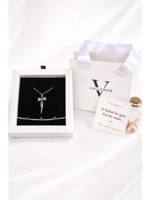 Sevgililer Günü Özel Fiyonk Kolye Bileklik Seti + Dilek Şişesi Hediyeli | Özel Seri