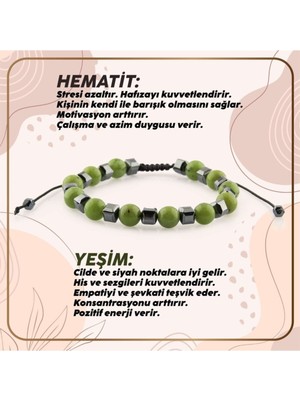 UltraMint Doğal Yeşim ve Hematit Taşı Bileklik, Şık ve Enerji Dolu Tasarım