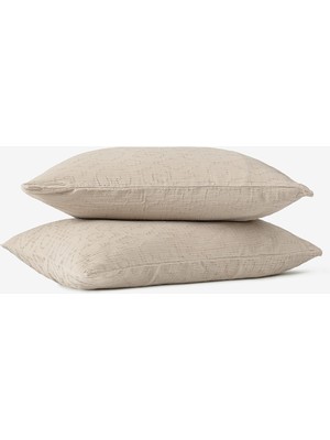 Barine Damask Jakarlı Yastık Kılıfı 2'li Set Kum Beji