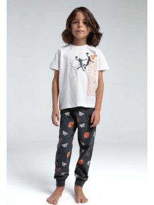 Rolypoly Erkek Çocuk Beyaz Pijama Takımı