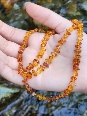 UltraMint Bal Renk Kehribar Kolye, Yetişkin ve Unisex, 60 Cm, Şık Takı