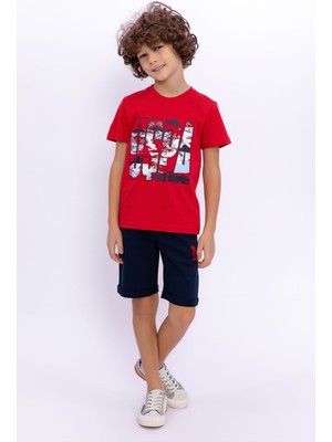 U.S. Polo Assn. Kırmızı Yeşili Erkek Çocuk Bermuda Takım