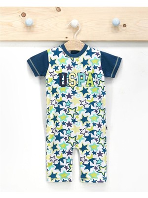 U.S. Polo Assn. Lisanslı Erkek Bebek Yeşil Kısa Kollu Tulum