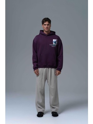 Saw Urbanity Van Gogh Irises Oversize Sweatshirt Erkek Mor