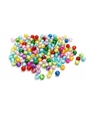 Be Beauty 420 Adet Şeffaf Şeker Boncuk - 8 mm Gökkuşağı Renkleri - Lüks Takı ve Hobi Tasarım Boncukları