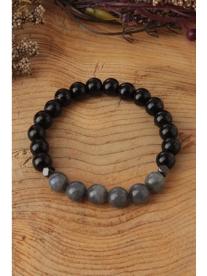 UltraMint Doğal Labradorit ve Gold Obsidyen Taşlı Şık Bileklik, Zarif Takı