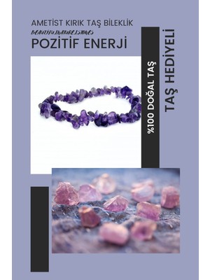 UltraMint Doğal Ametist Kırık Bileklik, Enerji Dengeleyici ve Taş Hediye