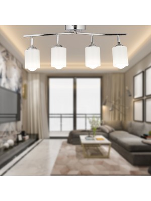 4'lü Krom Spot Bardak Camlı Modern Koridor ve Mutfak Salon Plafonyer Avize