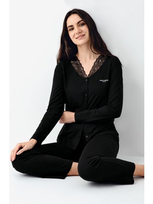 Arnetta Pierre Cardin Kadın Siyah Pijama Takımı
