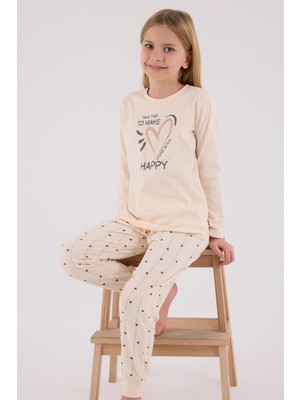 Arnetta Kız Çocuk Krem Pijama Takımı