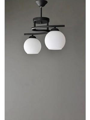 Şık Siyah Profil 2'li Avize, Beyaz Cam ile Modern Dekorasyon