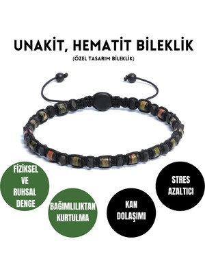 UltraMint Doğal Hematit Taşlı 4mm Bileklik, Ayarlanabilir ve Şık Tasarım