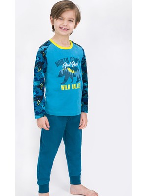 RolyPoly Wild Bear Kamuflaj Açık Petrol Erkek Çocuk Pijama Takımı