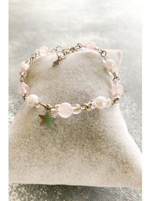 UltraMint Enerji Dolu Pembe Kuvars Doğaltaş Bileklik, Şık ve Doğal Takı