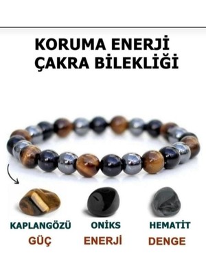 UltraMint Doğal Kaplangözü, Oniks ve Hematit Taşlı Bileklik, Şık ve Enerji Dolu