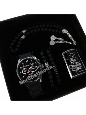 Erkeğe Hediye Saat Seti Kişiye Özel Tasarım Isim Baskılı Kol Saati Babalar Günü Sevgililer Günü Hediyeleri Sevgiliye Hediye Saat Kombini