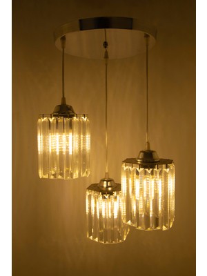 Şık 3'lü Kristal Taşlı Modern Avize, Salon, Yatak Odası ve Mutfak Için