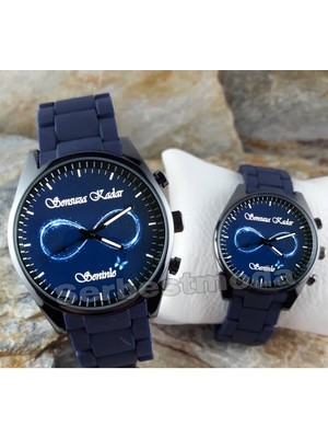 Hediye Seti Mavi Kelebek ve Sonsuzluk Temalı Sevgili Saatleri Erkek Bayan Kol Saati Sevgiliye Hediye Saat Kombini Sevgililer Günü Hediyesi Doğum Günü Hediyeleri