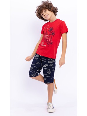 Rolypoly Erkek Çocuk Kırmızı Bermuda Takım