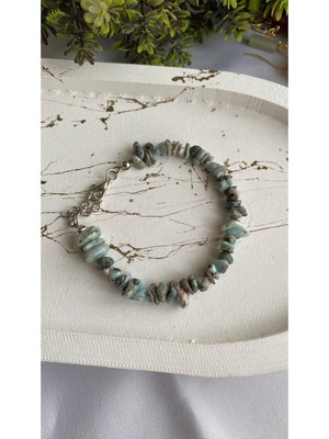 UltraMint Doğal Larimar Taşlı Şık Bileklik, Zarif ve Benzersiz Tasarım