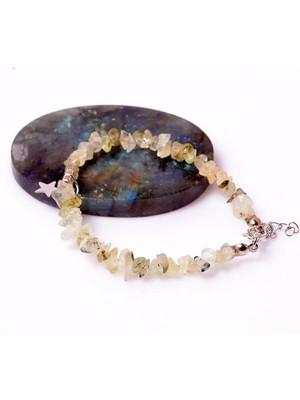 UltraMint Doğal Prehnite Taşı Şekilsiz Bileklik, Zarif ve Enerjik Takı