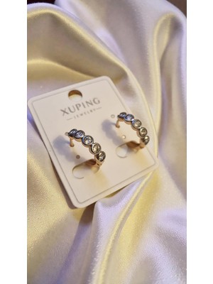 Initium Xuping Çelik Zirkon Taşlı Rose Gold Halka Küpe